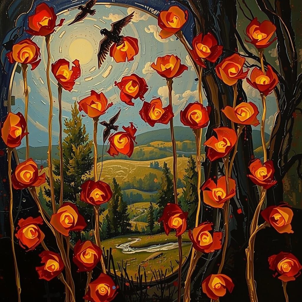 Psychedelic Landscape in Expressionist Abstract Style