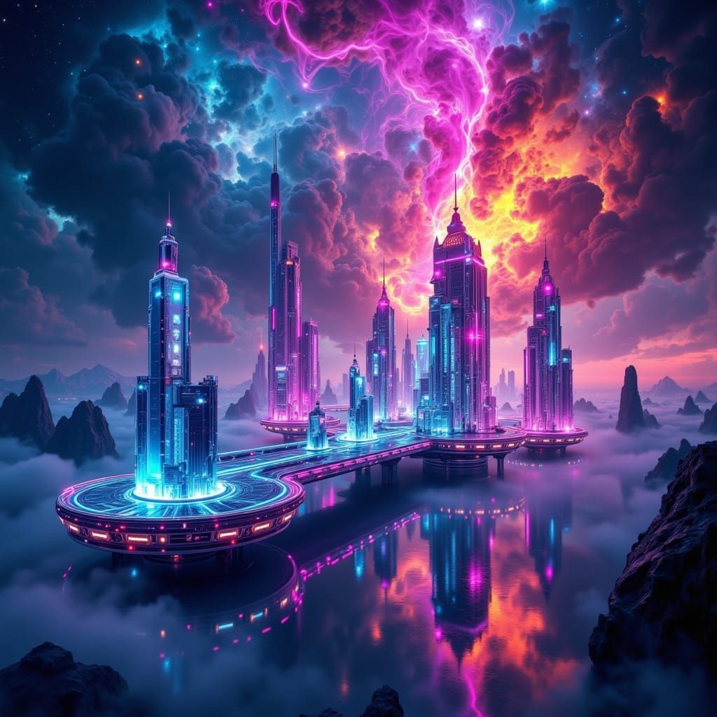 Surreal Alien Landscape with Gravity Warping and Crystal For...