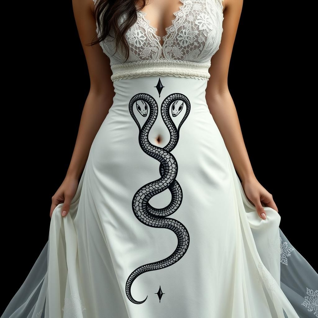 Woman with Snake Tattoo in Dark Fantasy Style