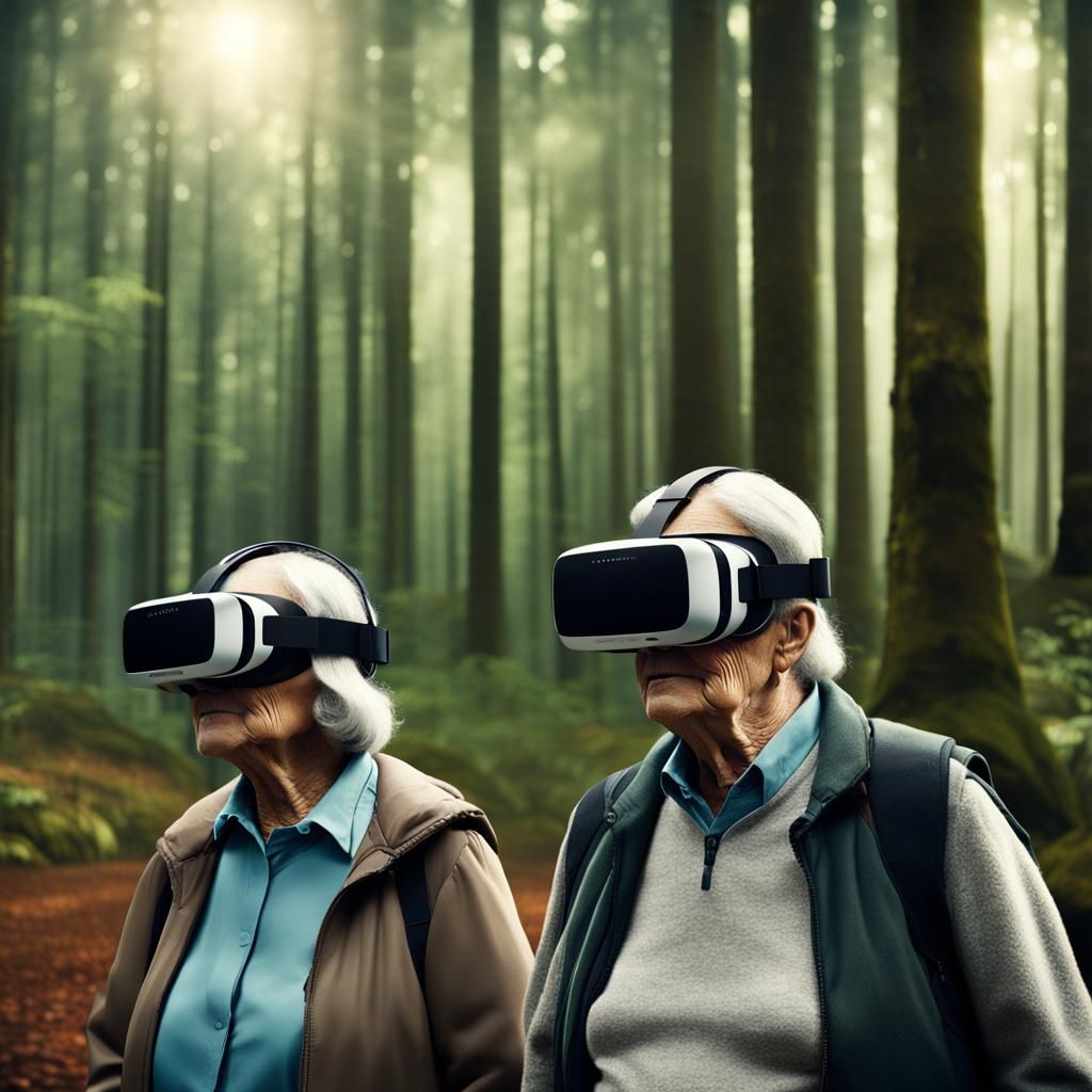 VR Headsets in Hyperrealistic Forest Photography