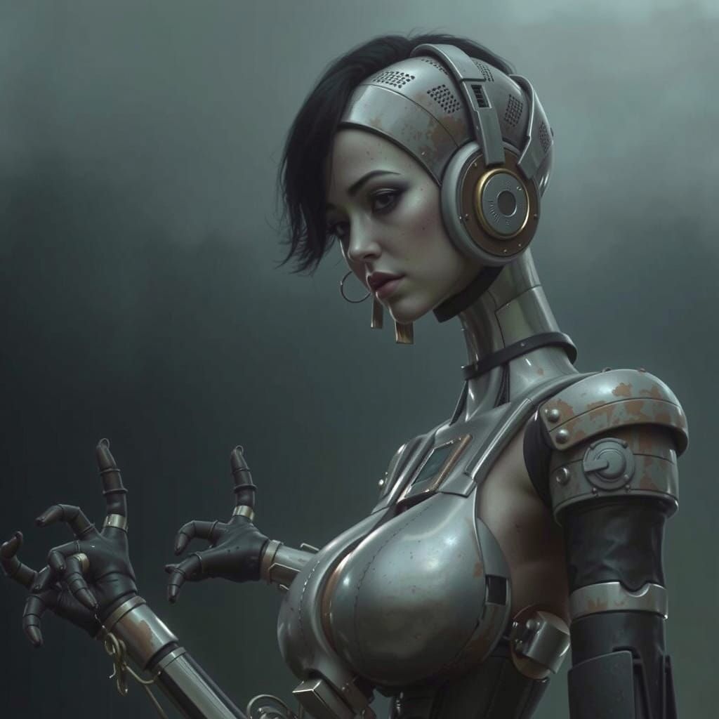 Scary Raven Robot Nurse in Junkyard Masterpiece