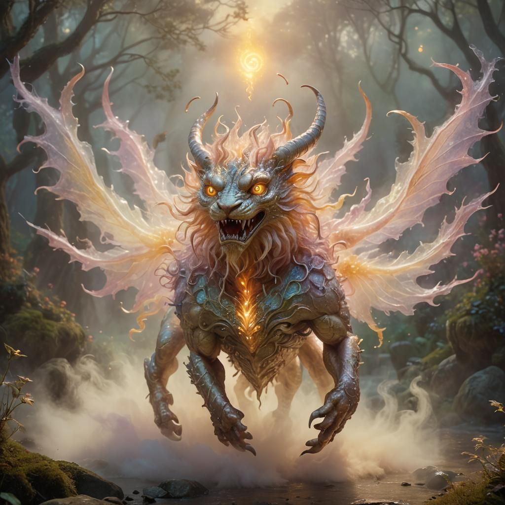 A beholder from Baulders Gate and a chimera fusion