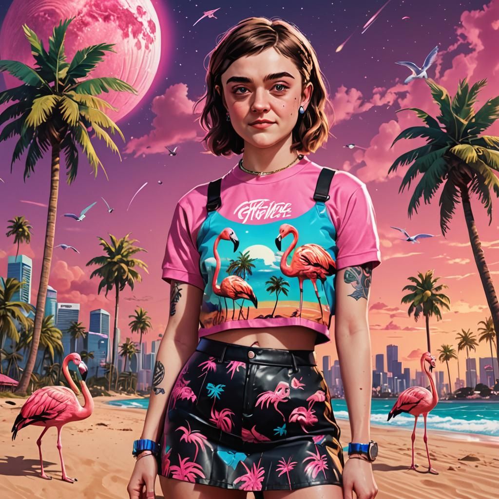 Retro Wave Beach Party with Galaxy Fashion