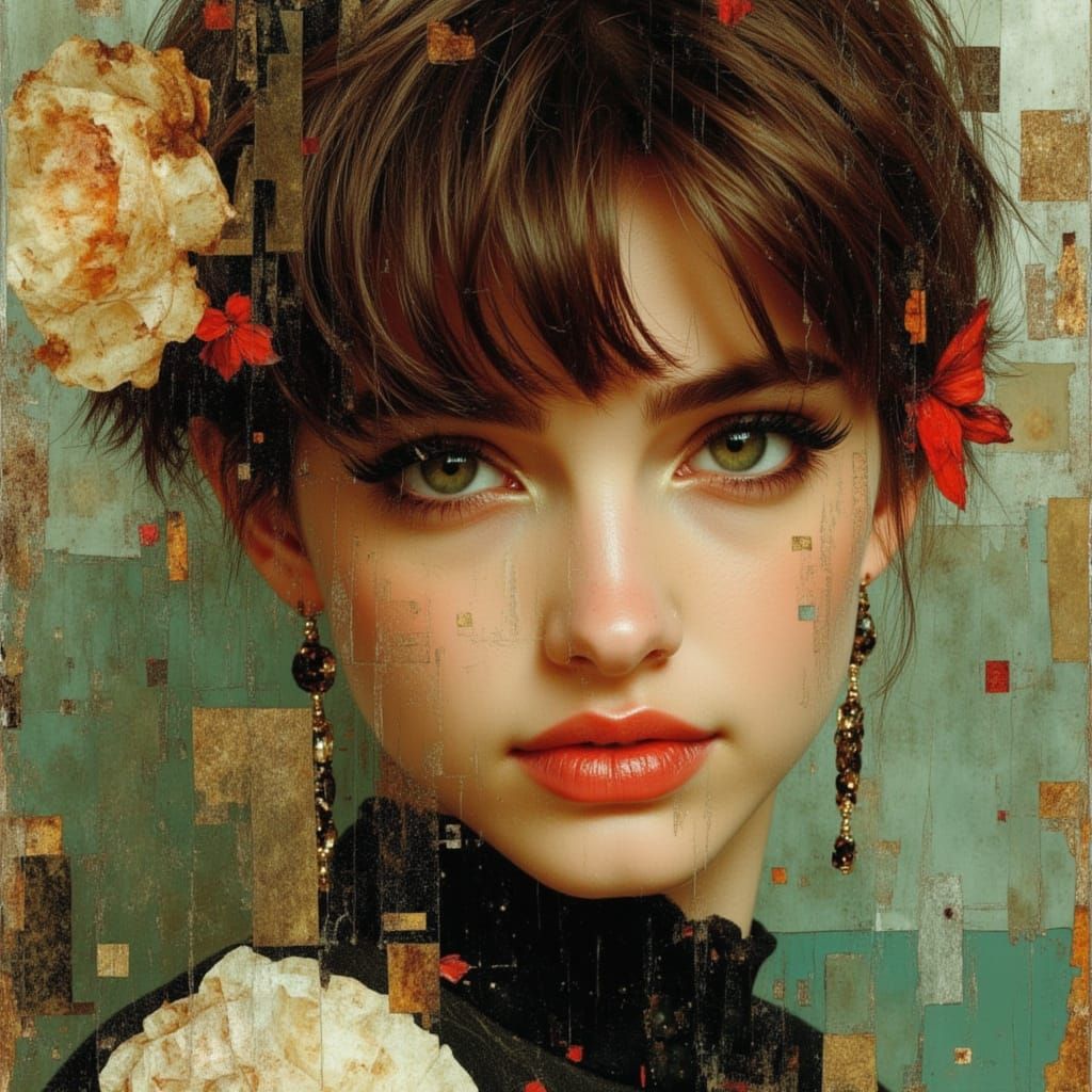 Fantasy Collage Portrait in Earthy Colors