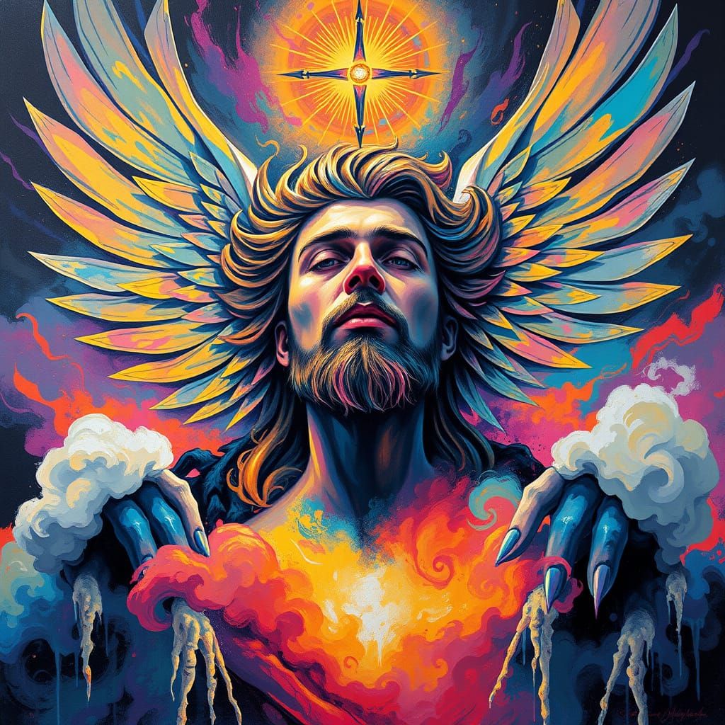 Divine Being of Light in Vibrant Graffiti Art