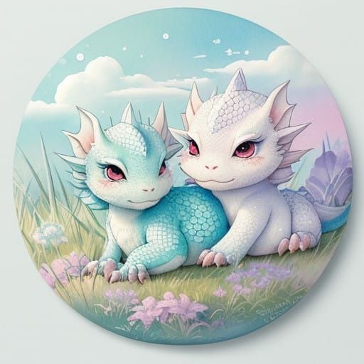 Cute Pastel Dragon in Whimsical Watercolor Style