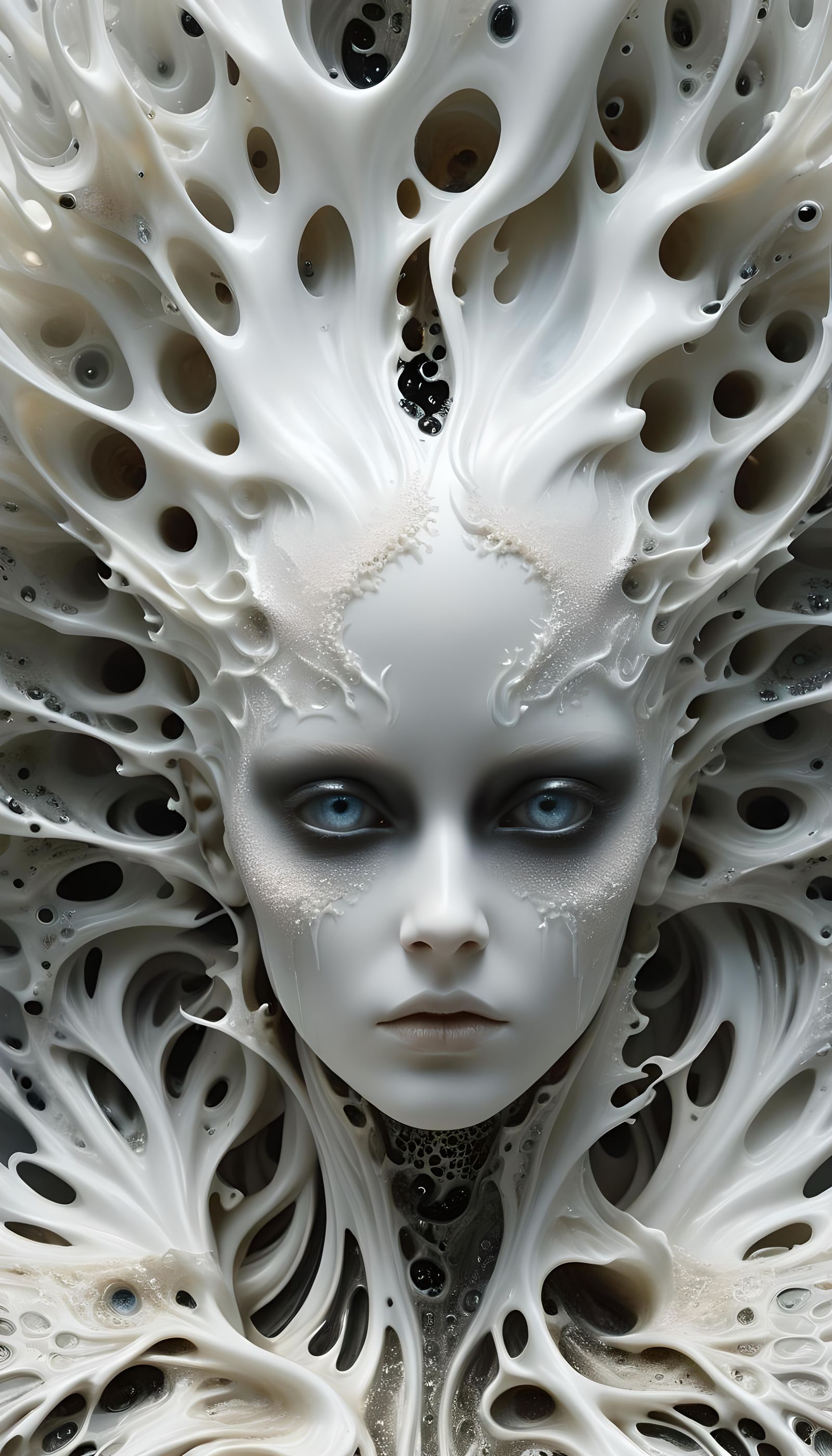 Abyssal Angel with Ferrofluid Texture Art