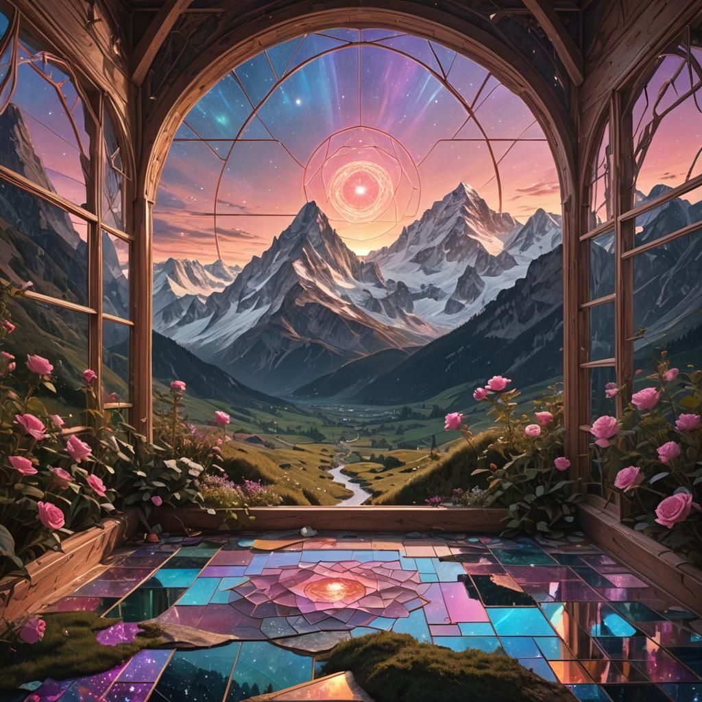 Cosmic Building Integrated with Nature in Astral Illustratio...