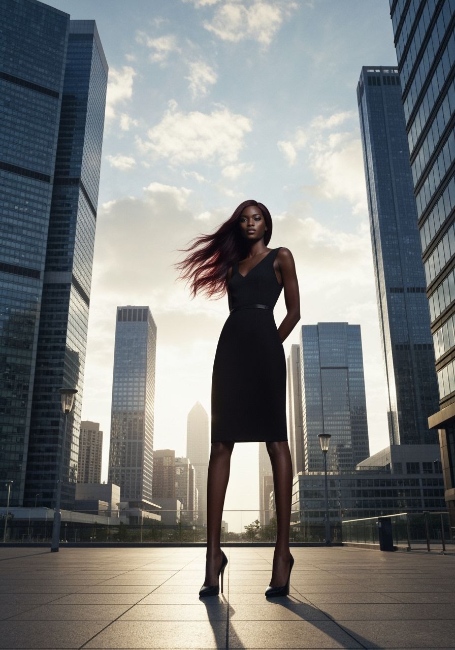 Elegant Model in Saint Laurent Dress at Dawn