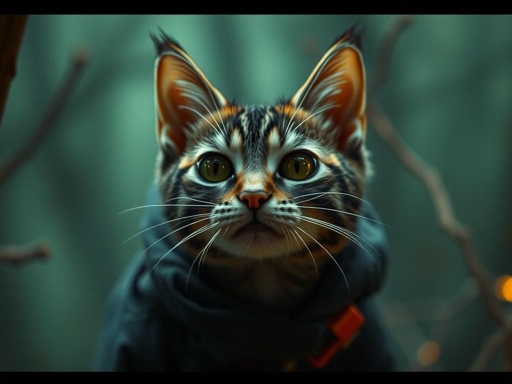 Unnerving Cat: Hyperrealistic Cinematic Photorealism