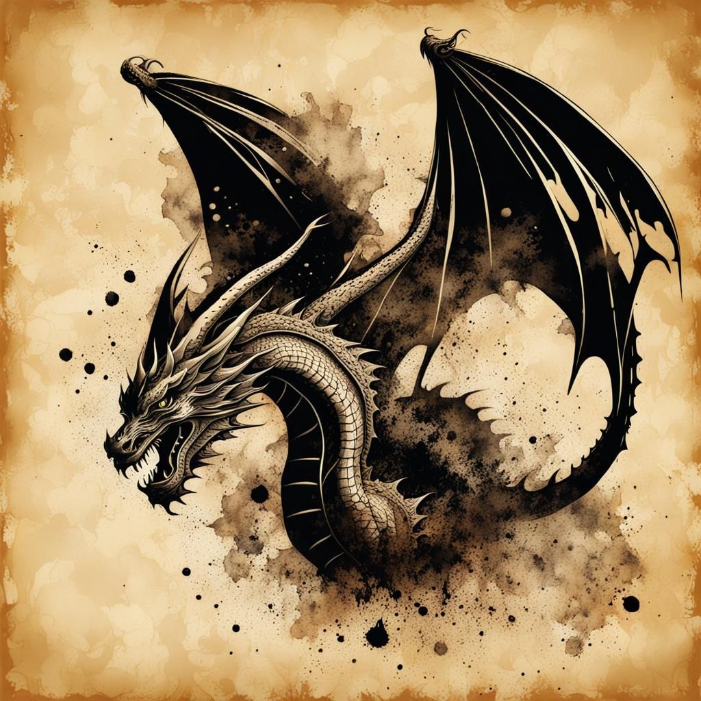 dragon ink splatter
