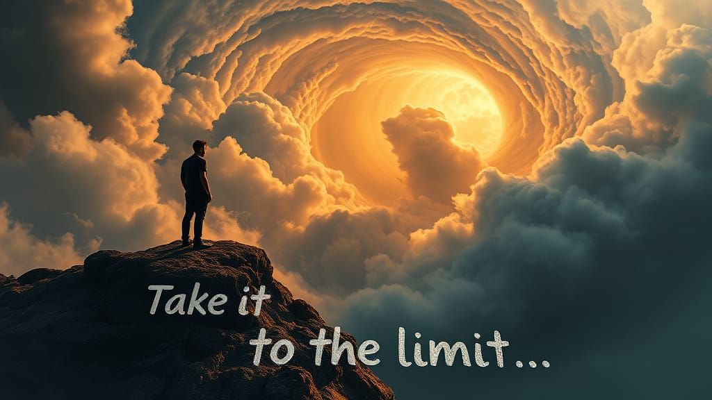 Heroic Figure on Windswept Cliff in Golden Light