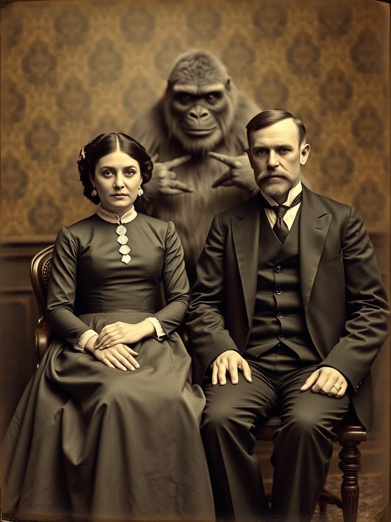 Victorian Couple Photobombed by Yeti: 1900s Style