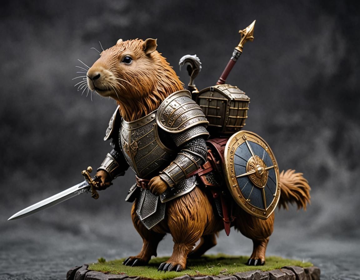 Capybara Centaur Knight Action Figure in HDR