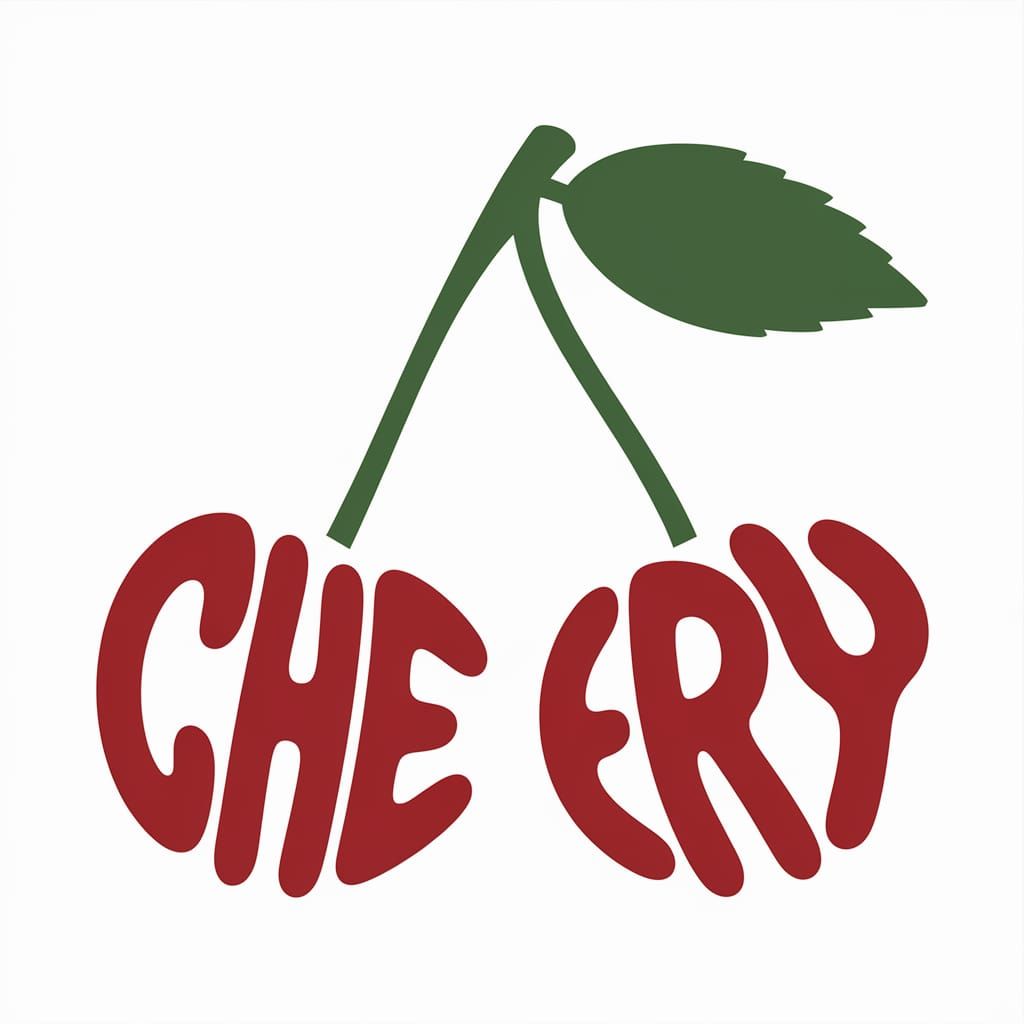 Cherries Formed from Letters in Fun Calligram Shape