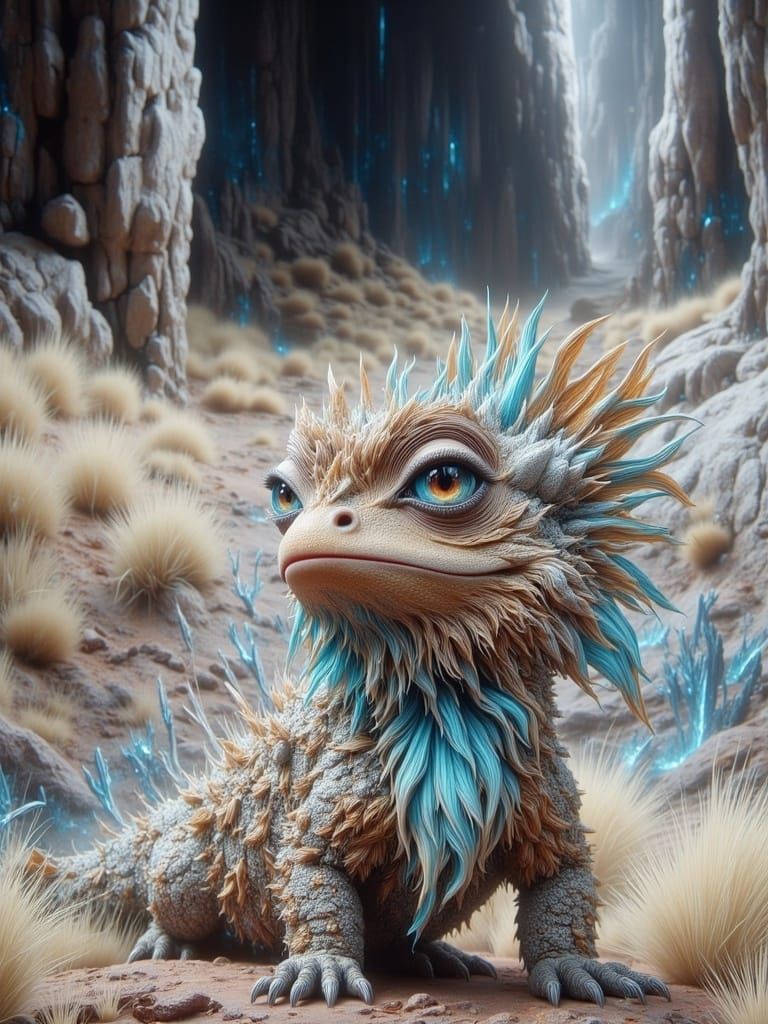 Majestic Frilled Neck Lizard in Sun-Baked Australian Outback