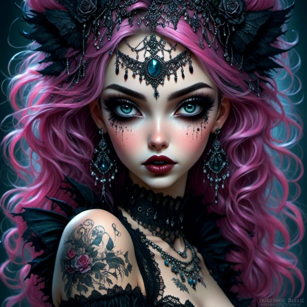 Gothic Punk Fashion Portrait in Fantasy Art Style