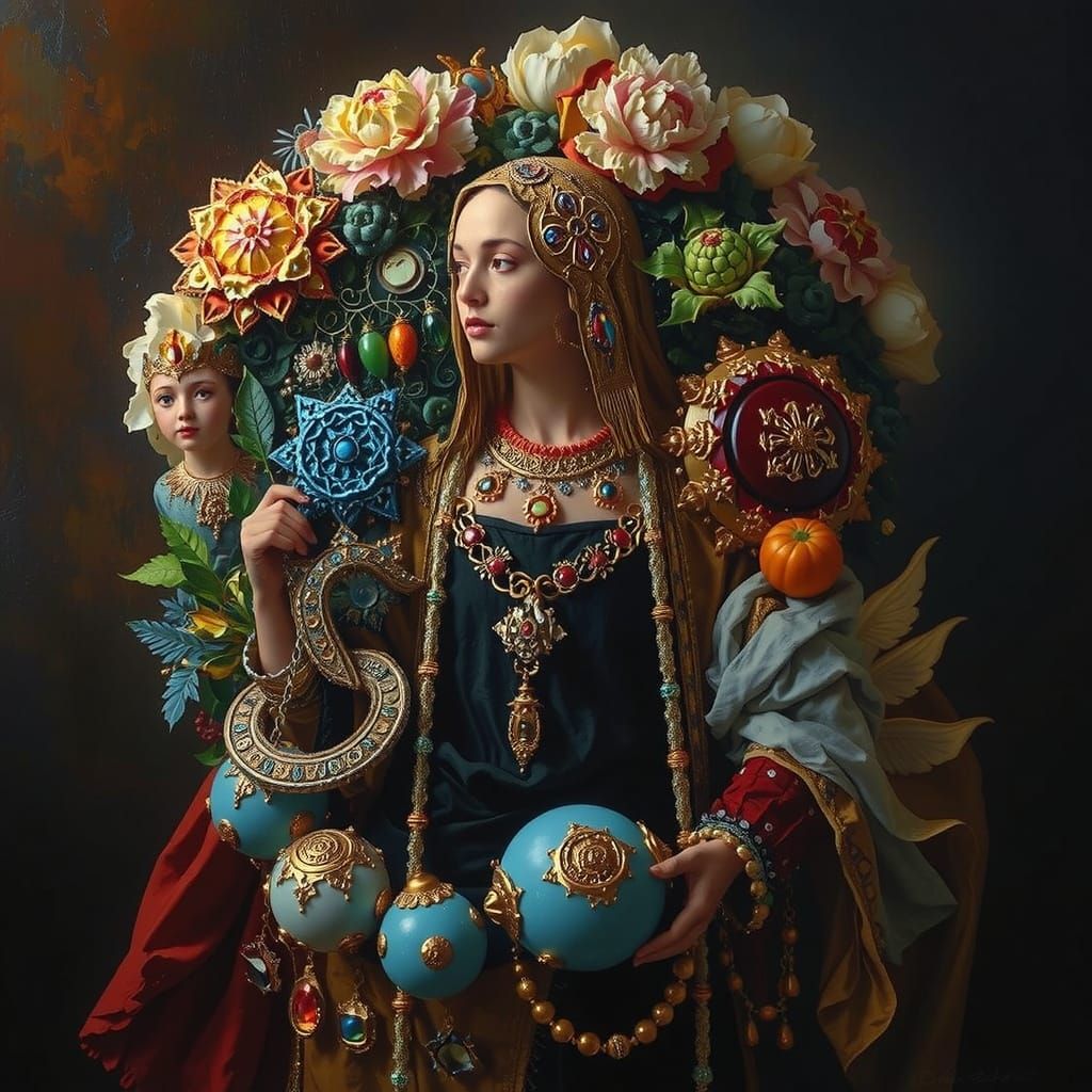 Masterpiece Painting of Beauty and Truth in Vibrant Composit...