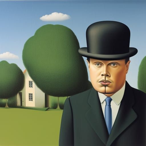 Surreal Portrait in the Style of Magritte