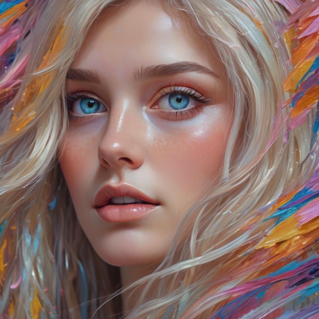 Benevolent Goddess Portrait in Vibrant Oil Painting