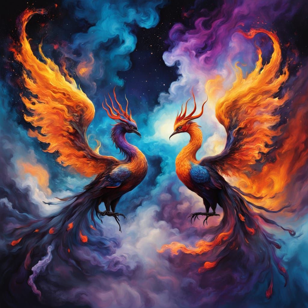 Cosmic Phoenixes in Surrealist Art