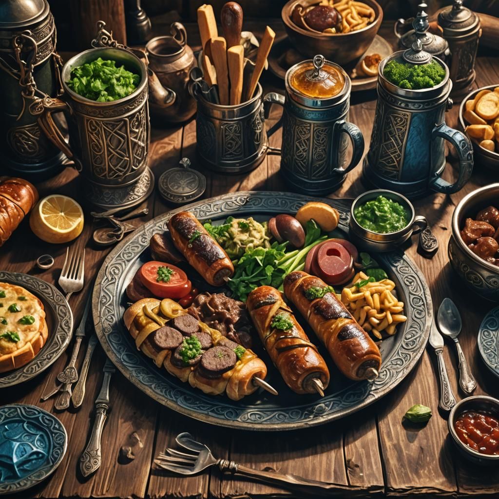 Oktoberfest Feast in a Celtic Steampunk Fantasy World