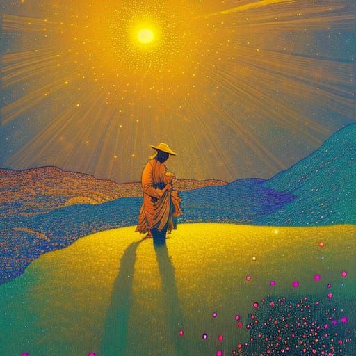 Winter Shepherds Sparkle in the Night