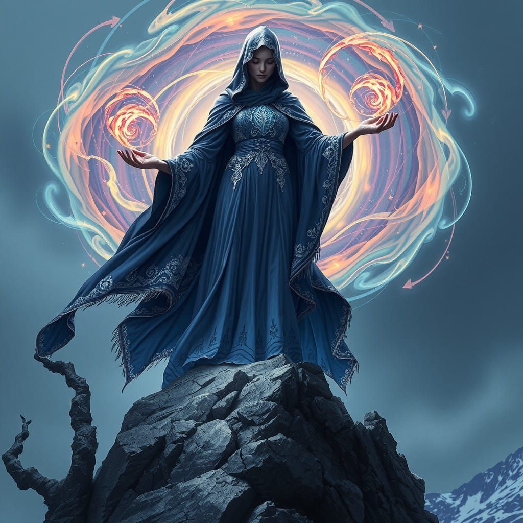 Mystic Sorceress Confronts Celestial Energy
