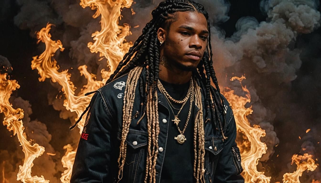 Cinematic Night Portrait of Rapper with Blonde Braids