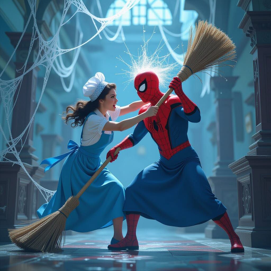 Cleaning Lady Attacks Spider-Man: Matte Painting
