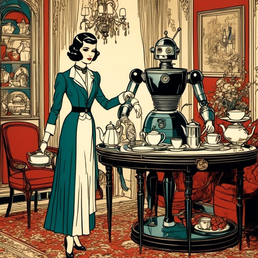 Art Deco Robot Butler Serves Elegance