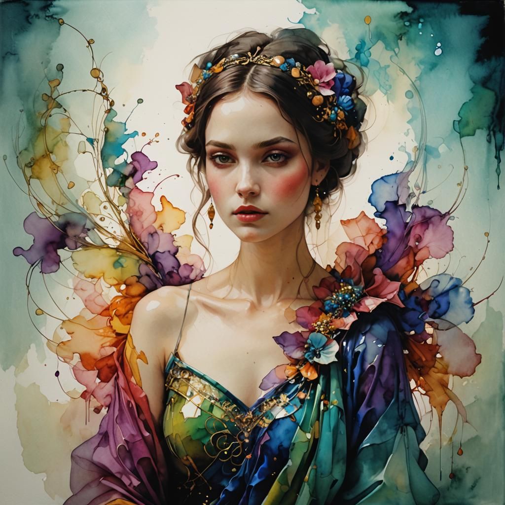 Magical Arabesque in Triadic Alcohol Ink