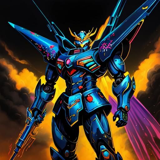 Heroic Goldorak Manga Concept Art in Cityscape