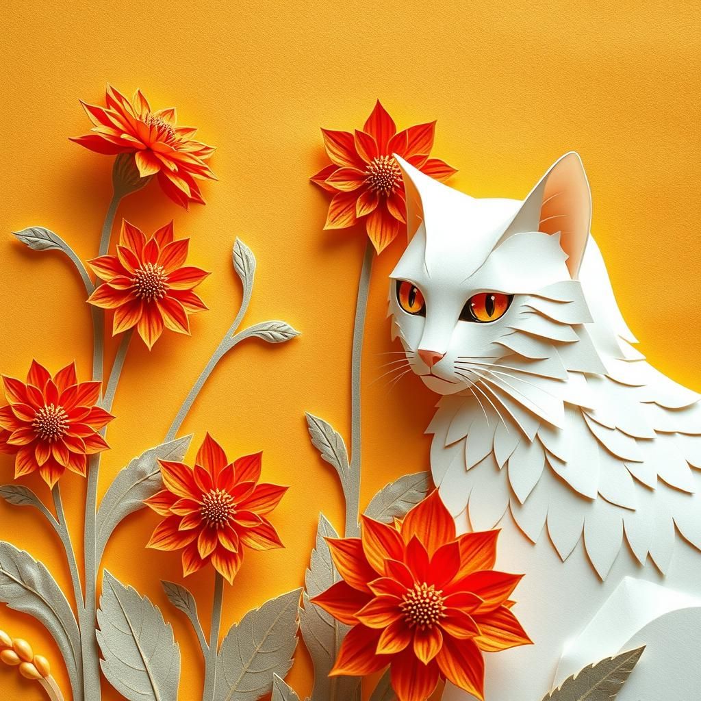 Kirigami chipola paper style cat
