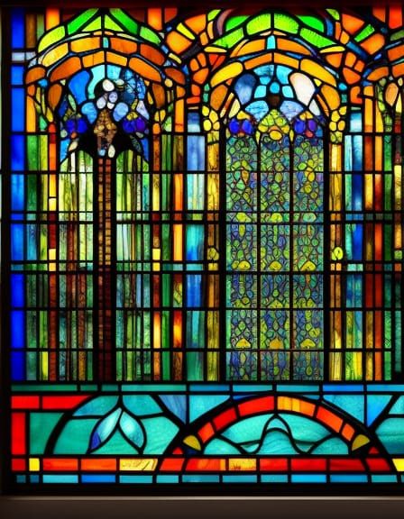 Punk Rock Stained Glass Portrait of Girl