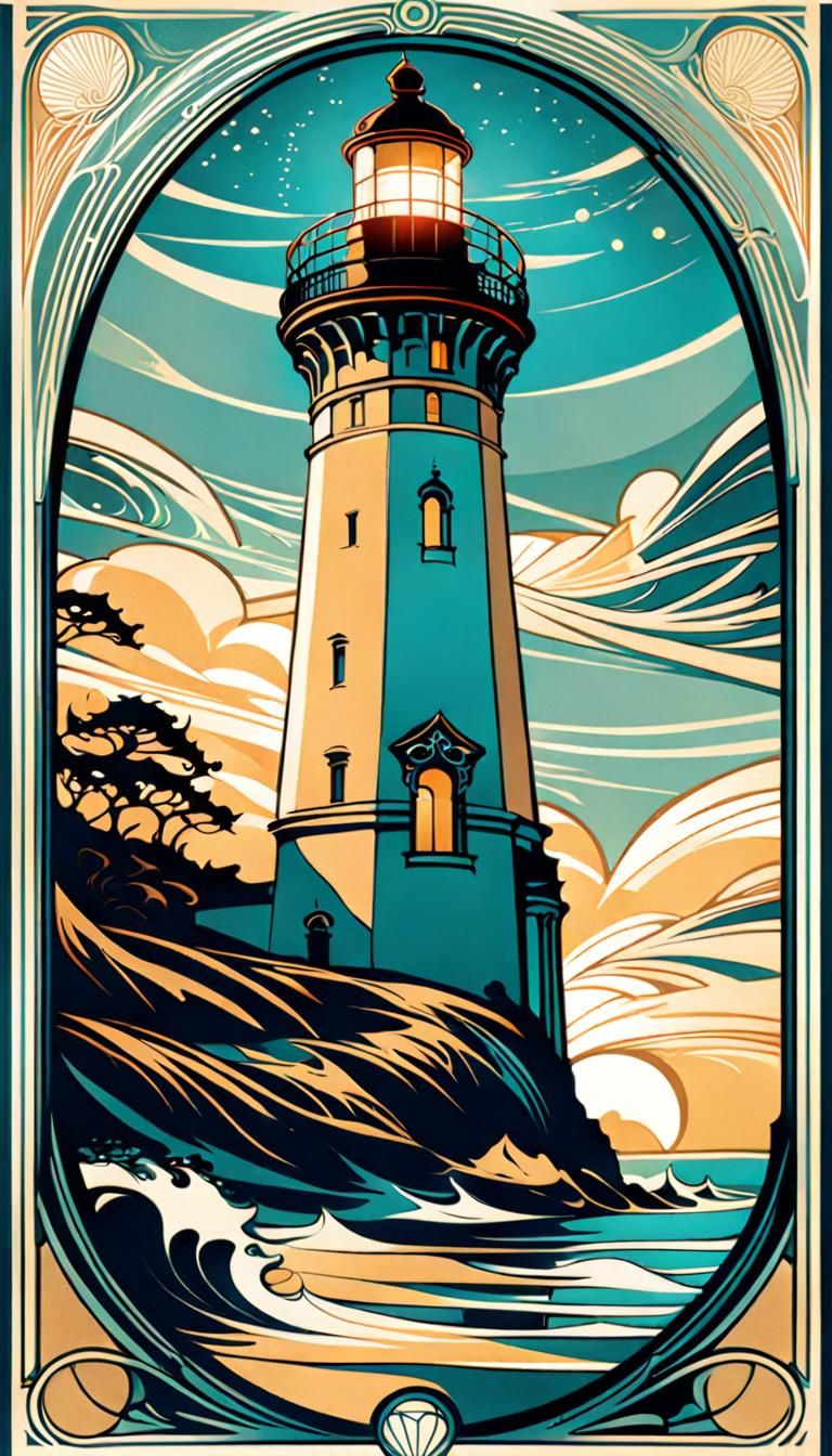 Lighthouse in Art Nouveau and Art Deco Style