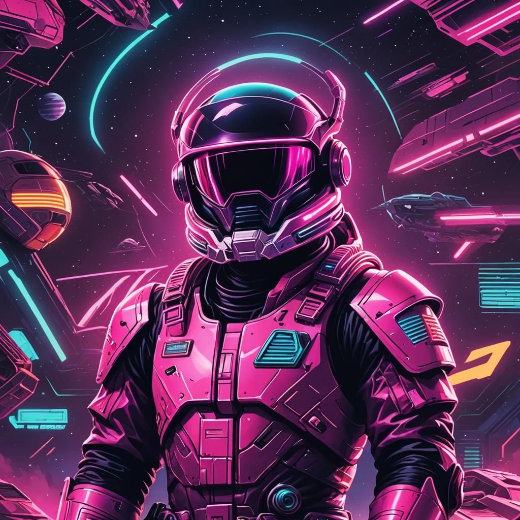 Abandoned Space Ranger in Synthwave Style