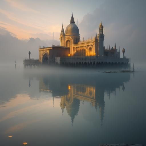 Venetian Woman in Surreal Golden Light