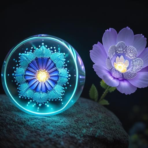 Bioluminescent Flowers in Glass: A Surreal Faberge Dream
