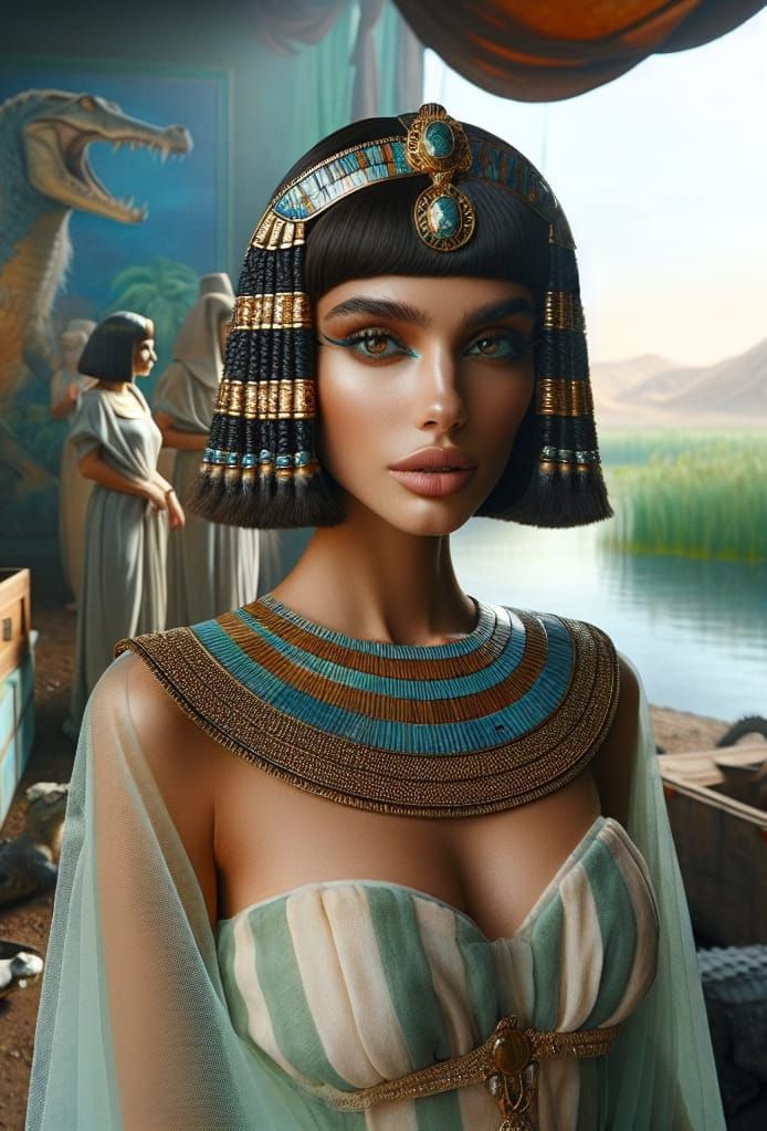 Ancient Egyptian Goddess Stands Proud Beside the Nile
