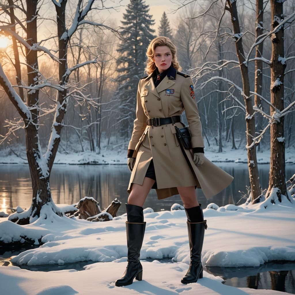 Ilsa in Winter Landscape: Hyperrealistic Concept Art