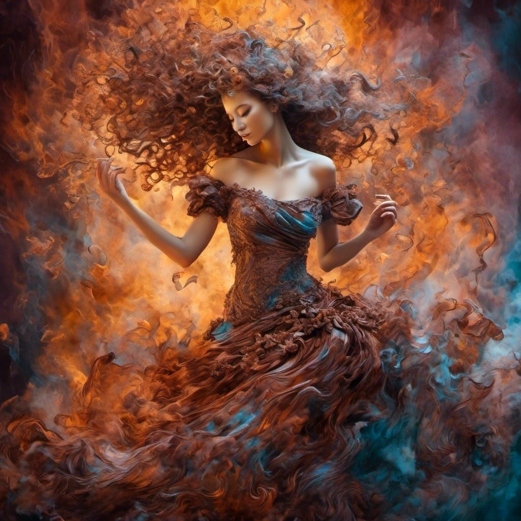 Chocolate and Candy Dress in Watercolor Style