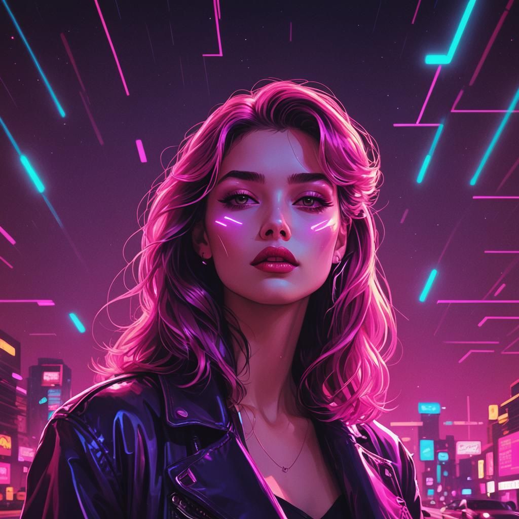 Synthwave Lips: A Neon Retro Memory