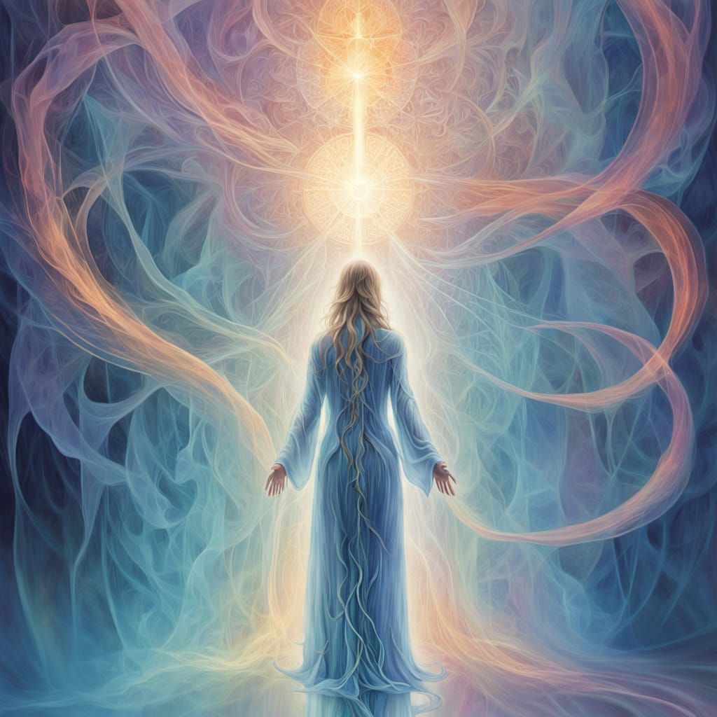 Awakened Figure Walks Through Illusory Wall in Surreal Digit...