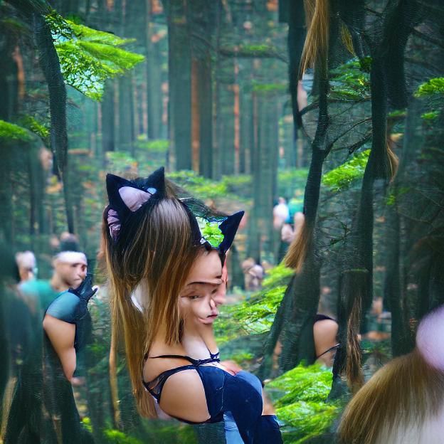 Enchanting Forest Girl with Cat Ears Portrait