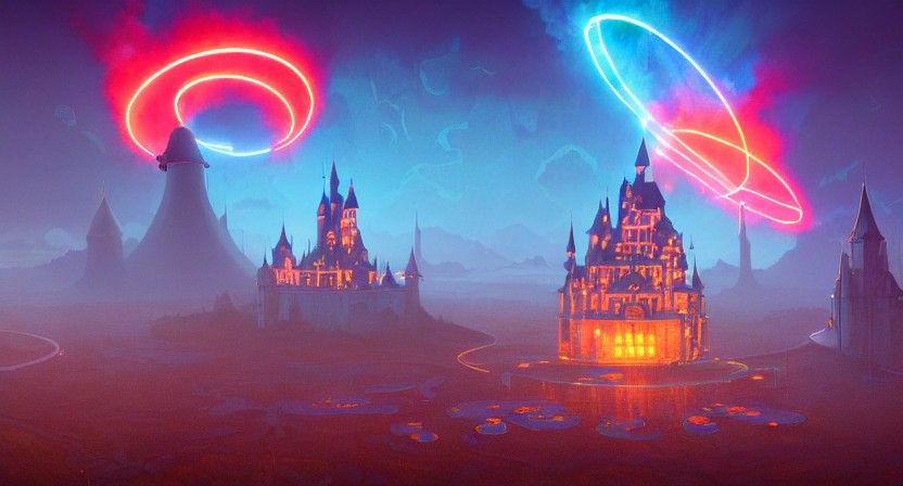 Solarpunk Castle with Tesla Coils in Dying World