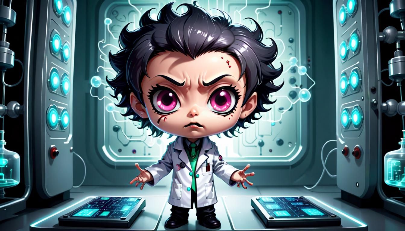 Chibi Mad Scientist Controls Minds with Nano-Chips