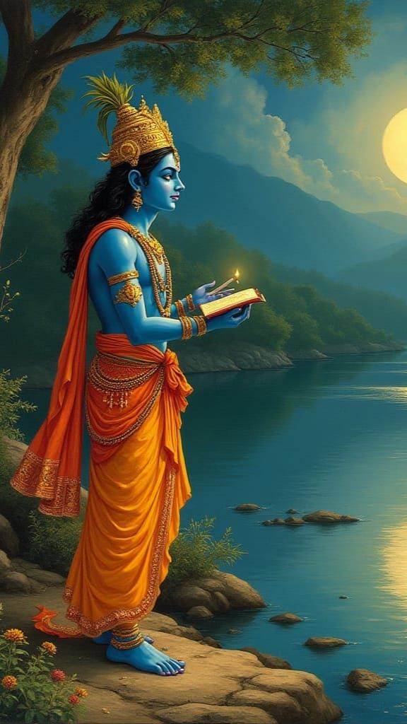 Lord Krishna Preaches Bhagavad Gita Wisdom
