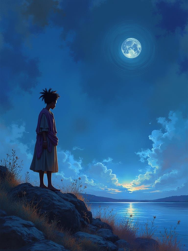 Afrofuturistic Calligrapher Weaving Magic in Watercolor