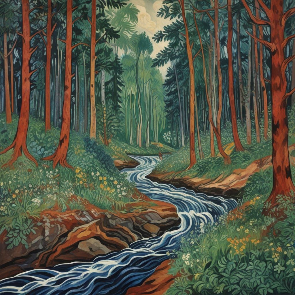 Surreal Boys Chased by a Haunting Rabbit in a Dark Forest